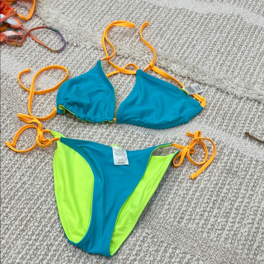 Vibrant Blue and Neon Green Bikini Set